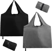 Borse da Spesa Pieghevoli - Borse Reutilizzabili con Design Stabile Lavabile - Nero/Grigio - 2 Pezzi - 56L x 43B cm