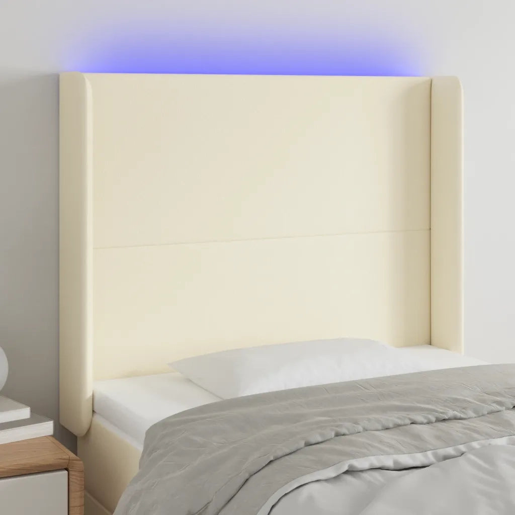 Testiera a LED crema 93x16x118/128 cm in Similpelle 3123848
