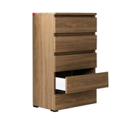 Cassettone Noce Naturale in legno nobilitato con 5 cassetti H.127x75x40 cm