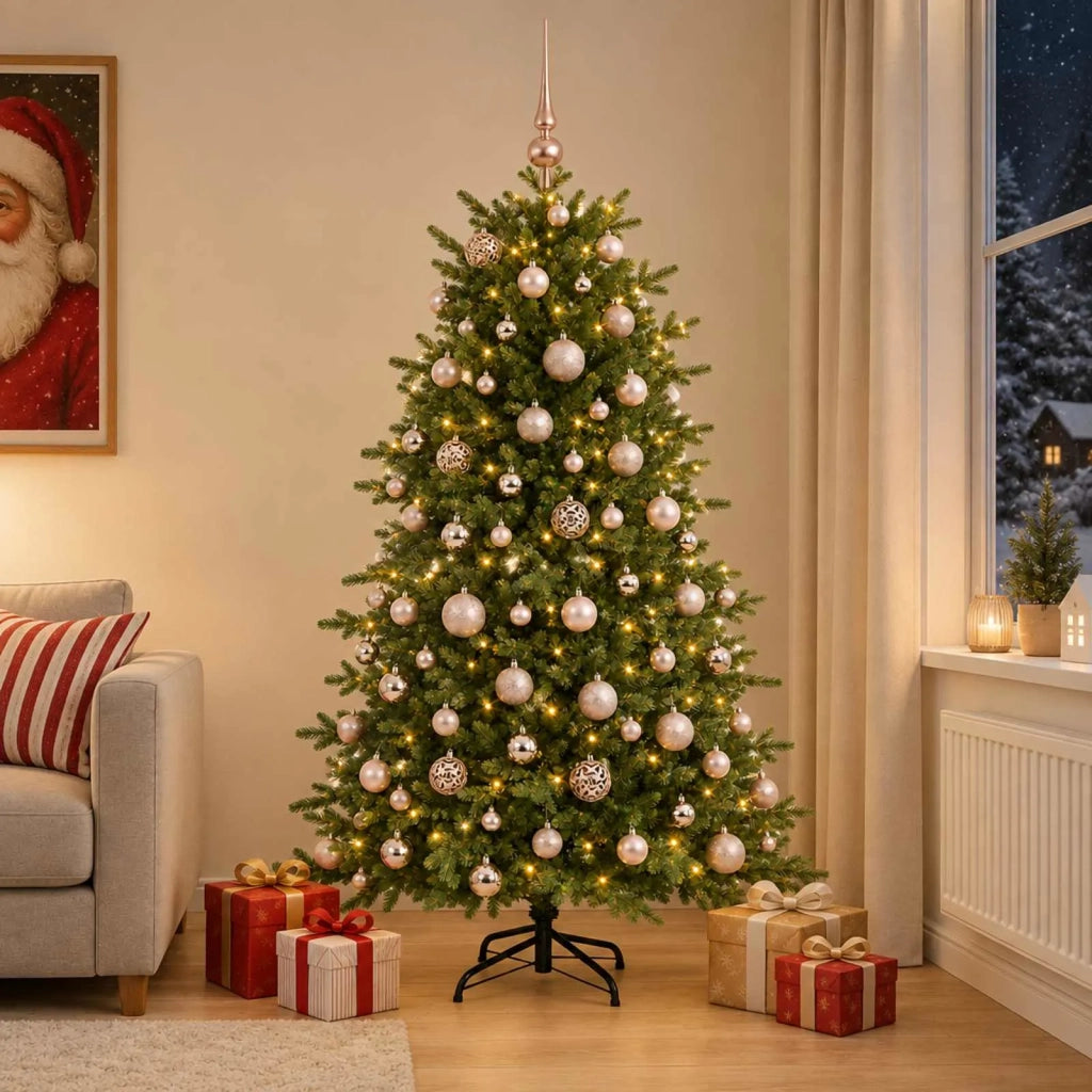 Albero di Natale artificiale con palline 210 cm 300 LED 3466700