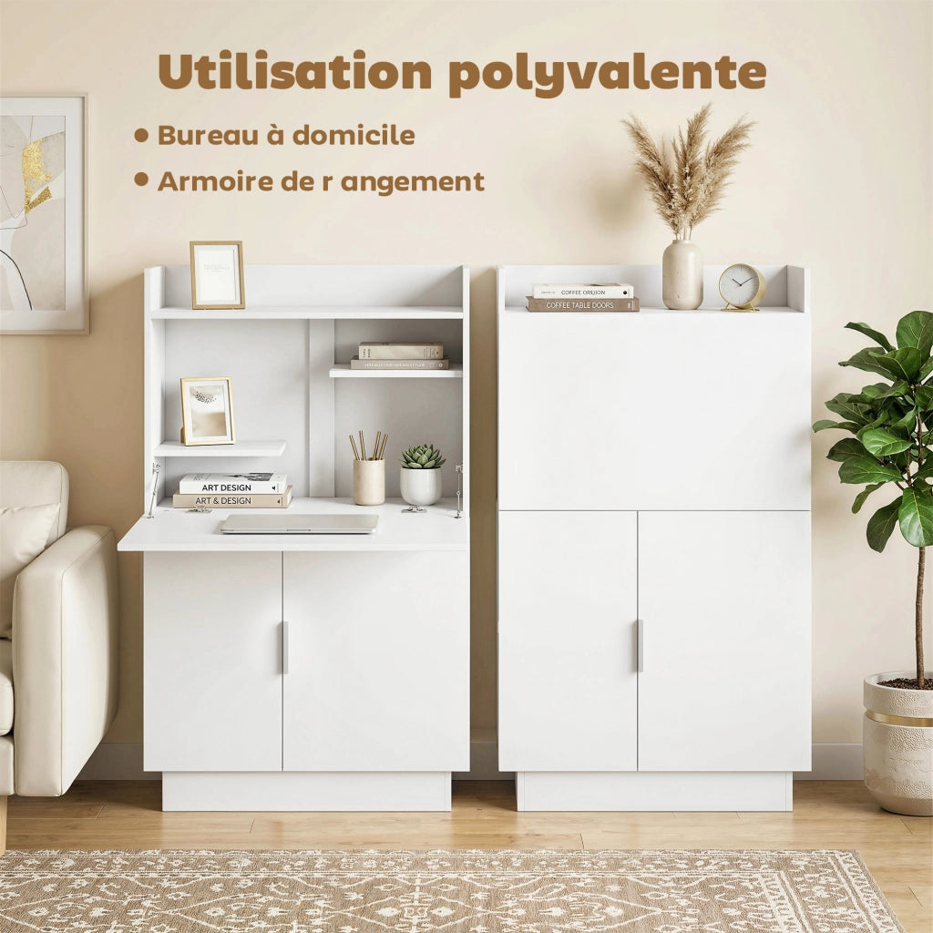 Scrivania per computer ¨C zephmum ¨C 80x30x128 cm, bianco