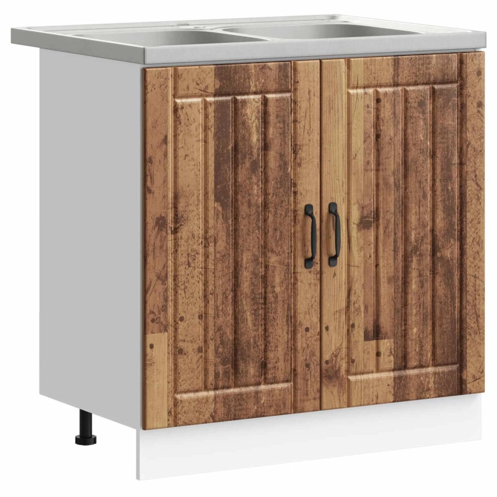 Mobiletto per lavabo Lucca 2 pz Legno vecchio 3315019