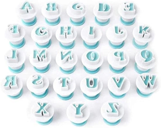 Alfabetici per fondant, decorazione di torta, glaze, 26 pezzi