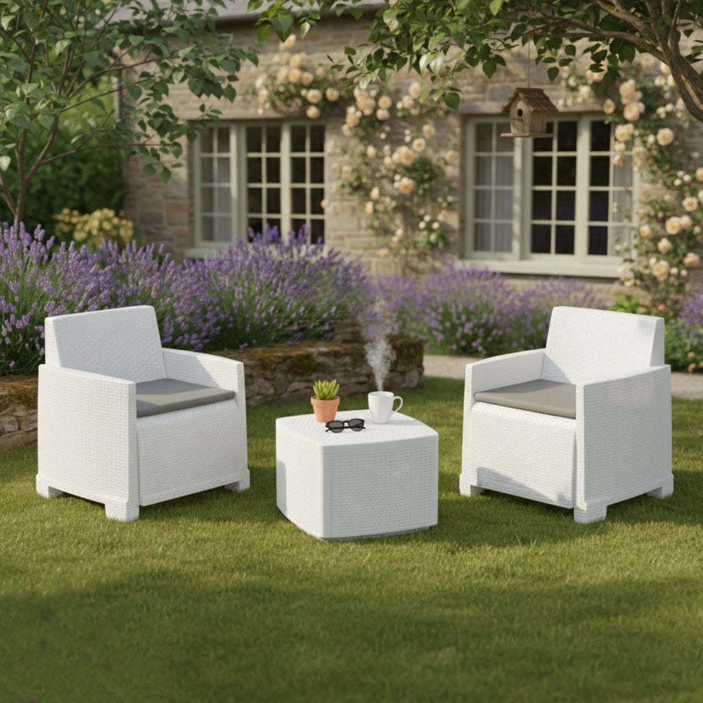 Salottino Outdoor Ari, set Salotto da Esterno 2 Posti Made in Italy, Bianco