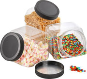 3 contenitori di plastica per la neve, 2,9 litri, vaso di vetro trasparente con coperchio, contenitori da buffet per snack, cibo secco, biscotti, detergente per snack