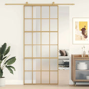 Porta Scorrevole Dorata 90x205 Vetro Smerigliato ESG Alluminio 155176