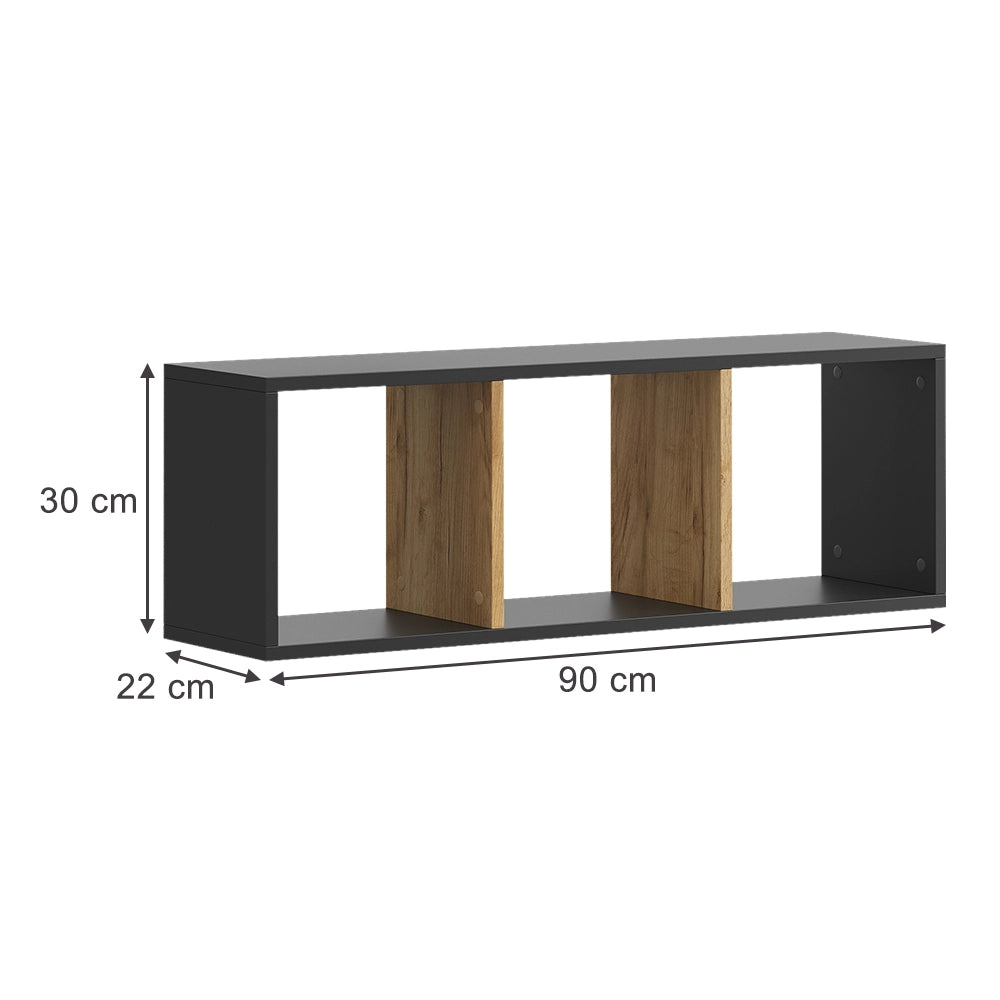 Vicco Libreria da parete Antracite/quercia dorata 90 x 30 cm Set di 2