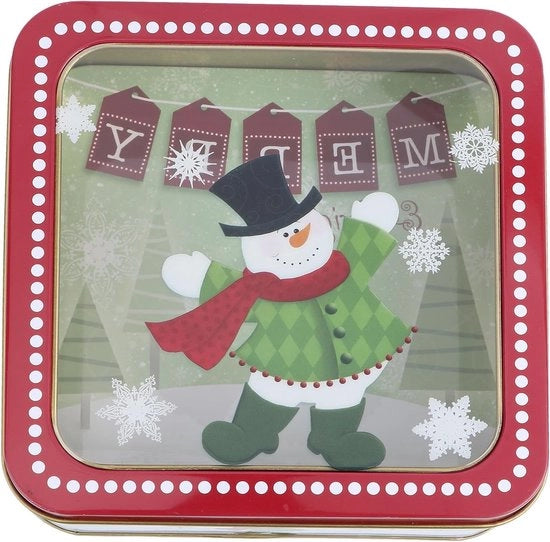 Cassa per biscotti in metallo per Natale - Cassetta da vetro per regali - Contenitore di archiviazione quadrato con organizzatore - Contenitore di archiviazione in lamiera