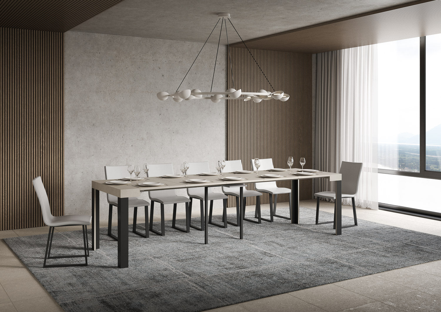 Consolle Allungabile 90-300x40x77 cm Linea Cashmere Telaio Antracite