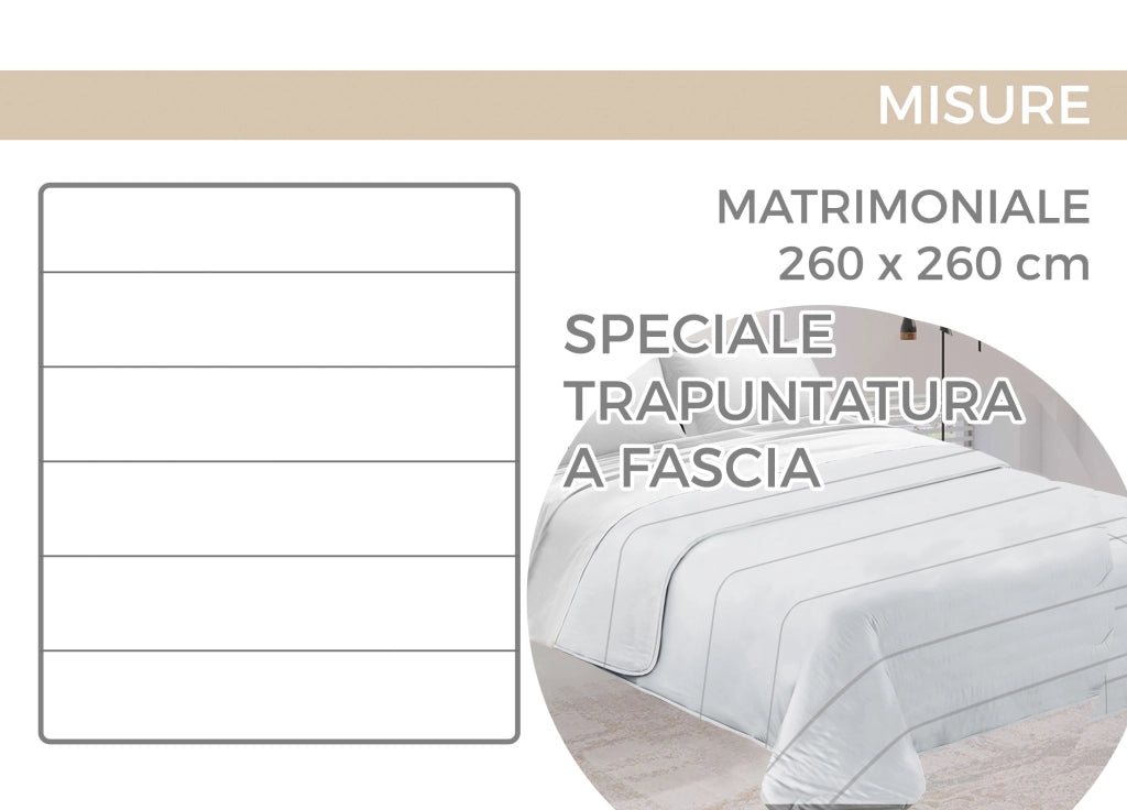 Quilt Trapuntino Piumino Estivo 100gr/mq Microfibra Diadema Acquarello - Matrimoniale - Azzurro D17