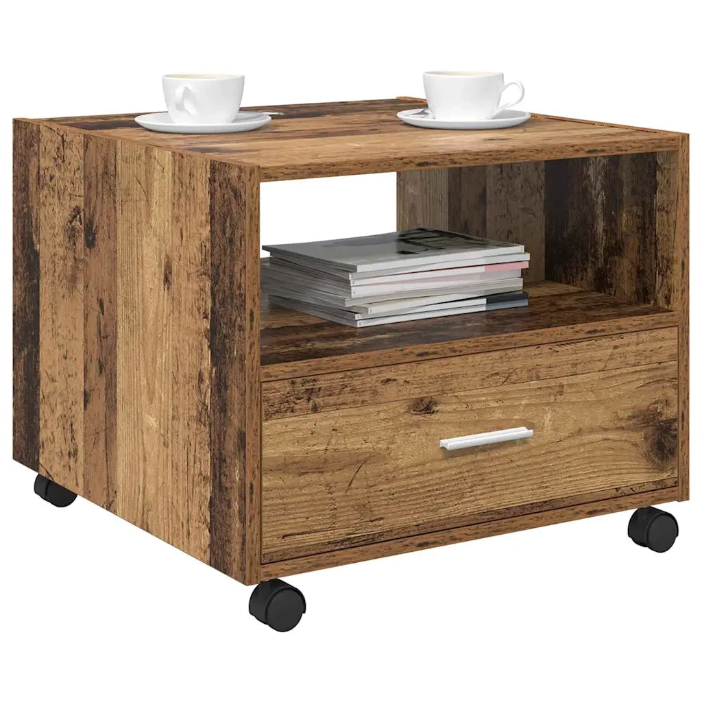 Tavolino da salotto con cassetto Legno vecchio 55 x 55 x 45cm