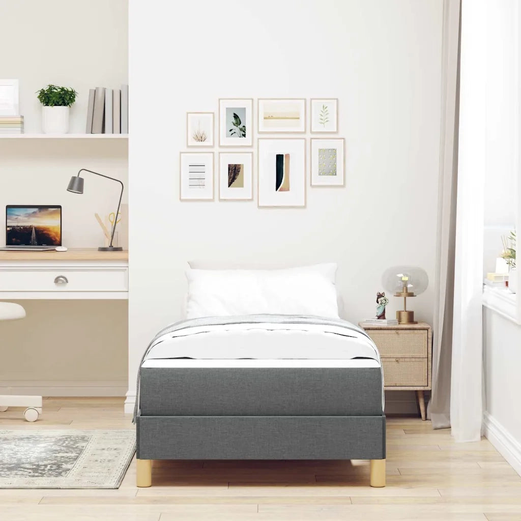 Letto a molle con materasso Grigio scuro 90 x 200 cm Tessuto