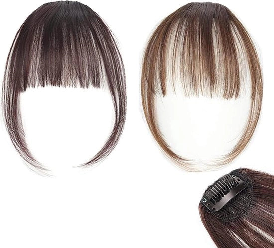 Estensioni capelli naturali - 2 pezzi - per donne - colore naturale - marrone - nero - clip con barra di sostegno