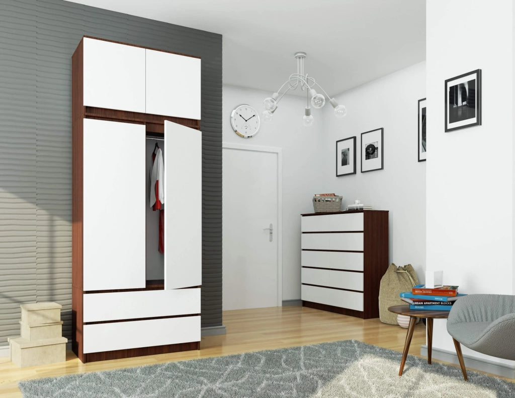Sopralzo per armadio AKORD S90 Wengé 90 cm 2 ante inserto frontale Bianco 90x51x55 cm