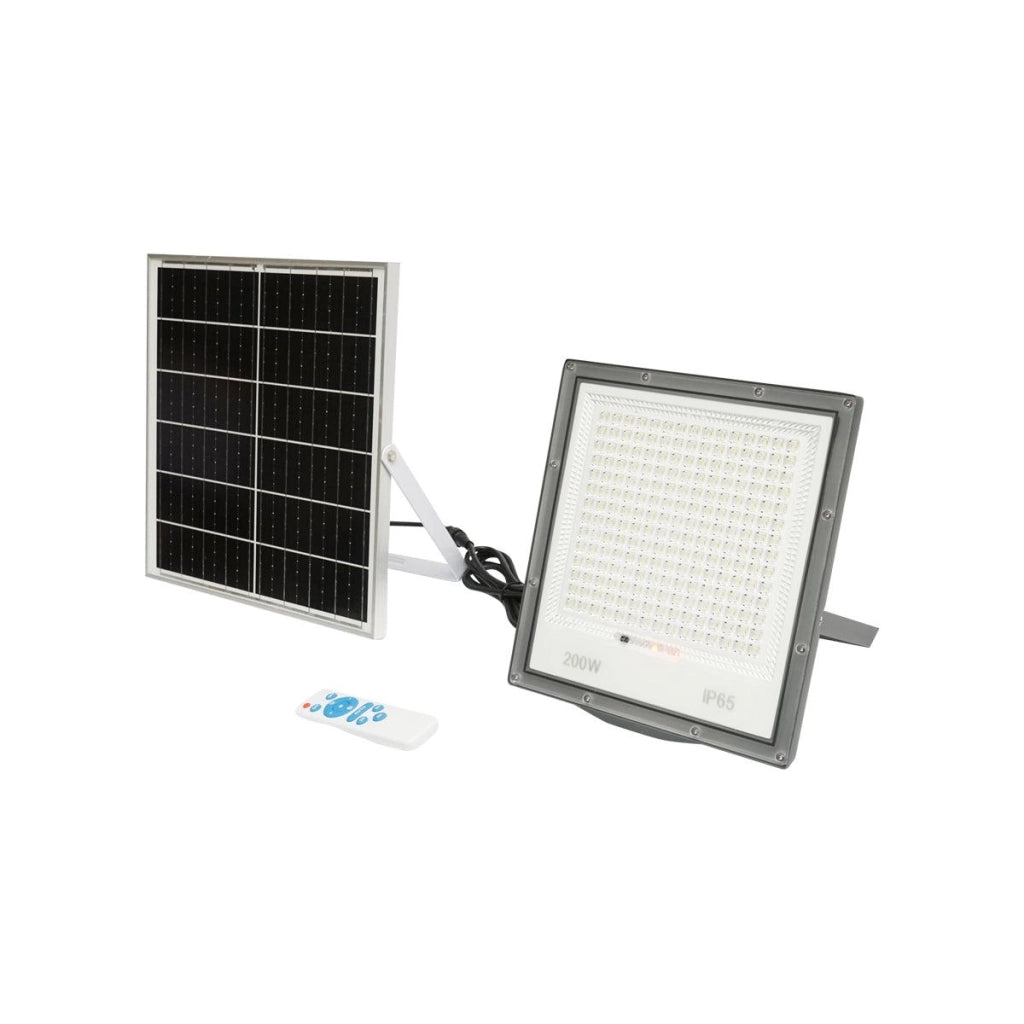 Proiettore led da 200w con pannello solare da 20W, batteria e telecomando