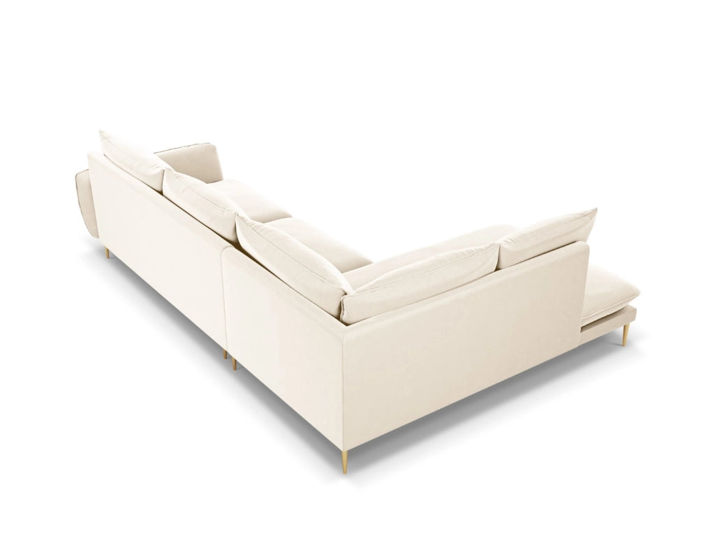 Cosmopolitan Design - Divano angolare sinistro "Vienna" 6 posti in velluto beige chiaro 