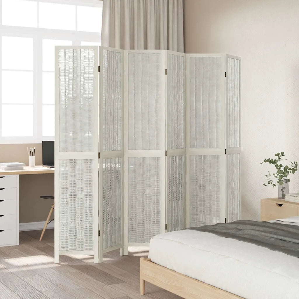 Divisorio Ambienti | Divider per stanze | Paravento 6Pannelli Bianco Legno Massello di Paulownia