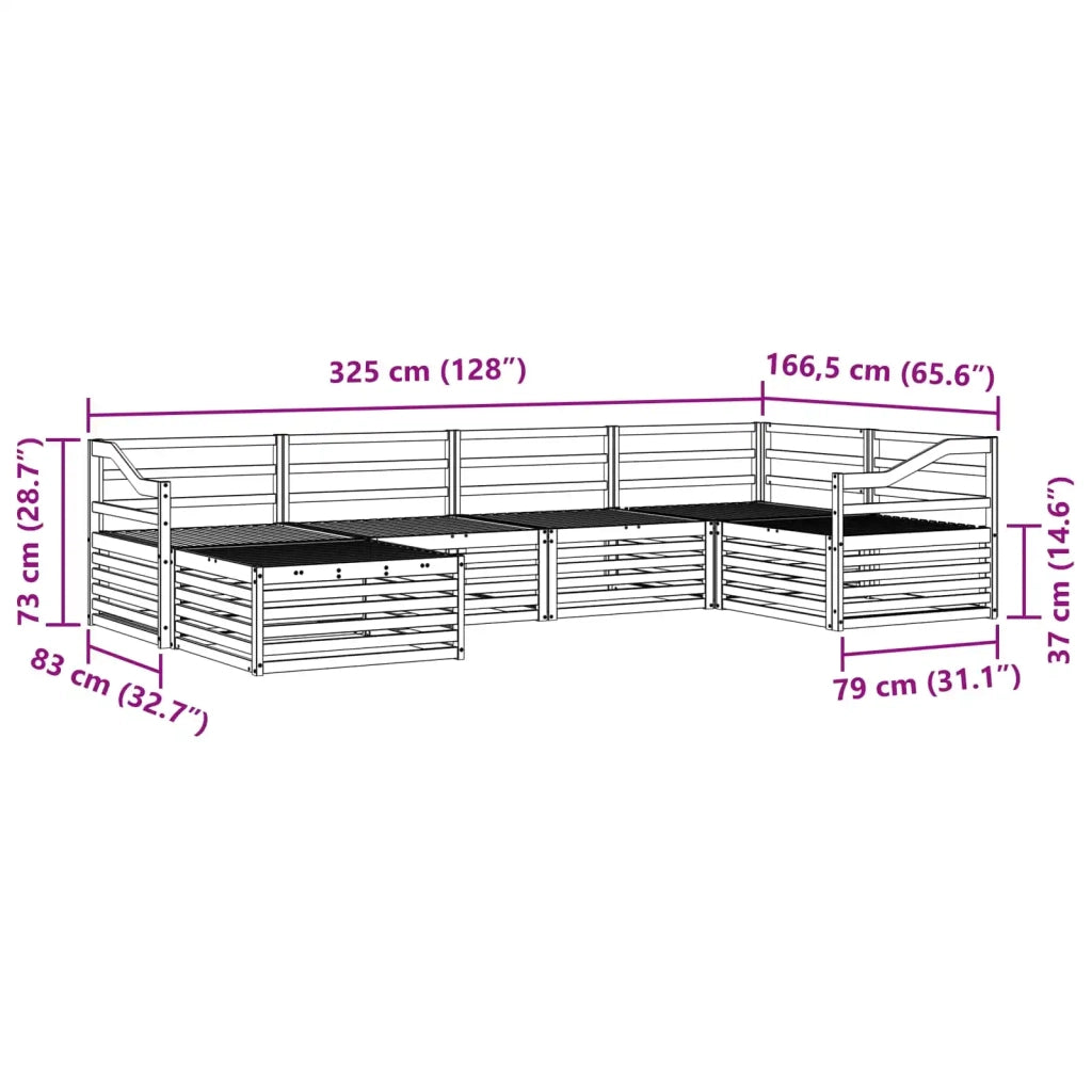 Set di divani da esterno 6 pcs Naturale