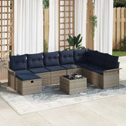 Set Divano da Giardino con cuscino 9 pcs Poly Rattan