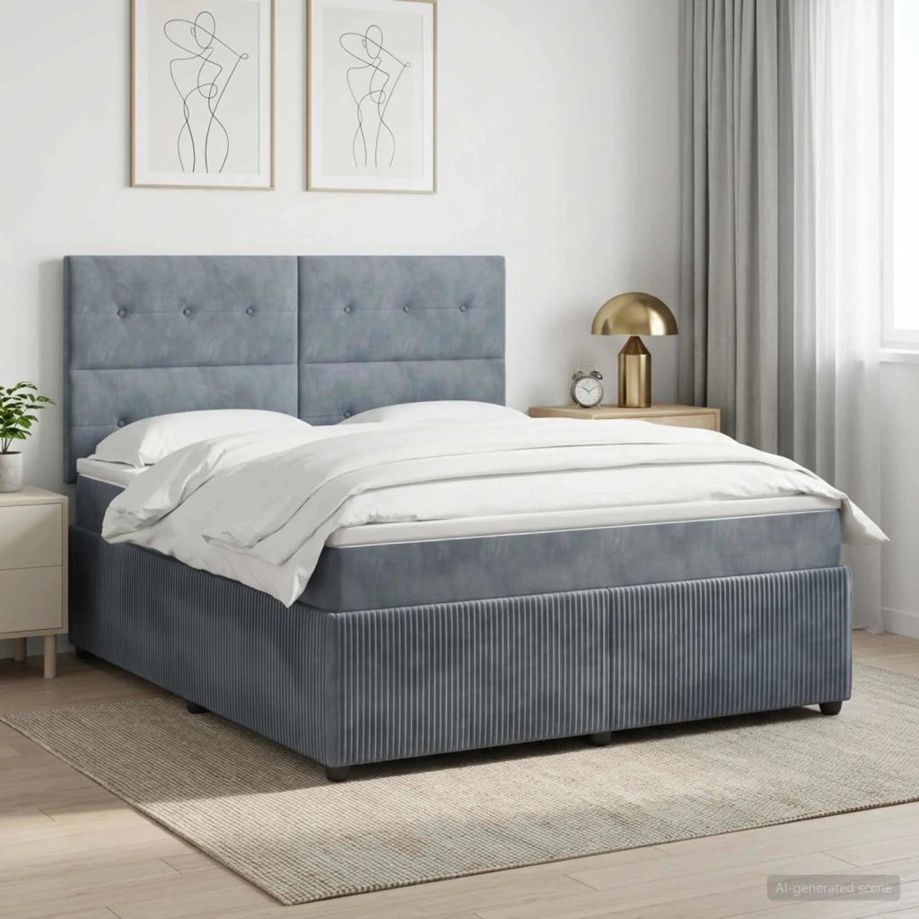 Letto box spring con materasso Grigio Scuro 160 x 200 cm 3454638