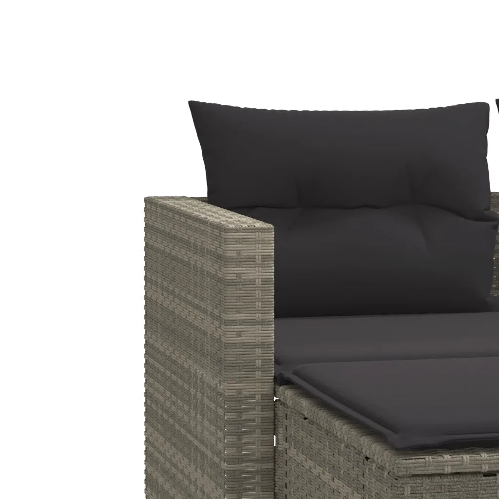 Divano da Giardino 2Posti con Sgabelli Grigio Chiaro Polyrattan 365796