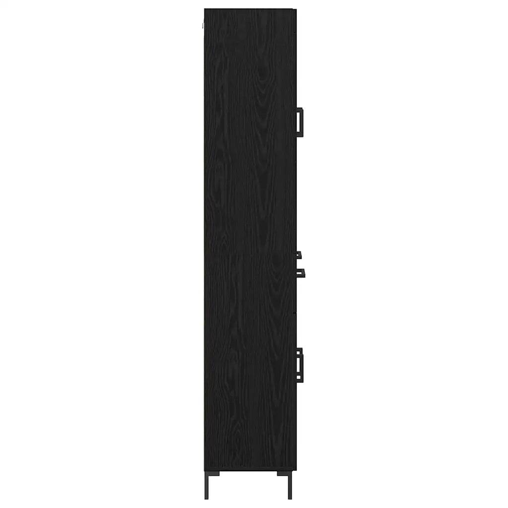 Credenza con cassetto 2 pcs Rovere Nero Legno multistrato