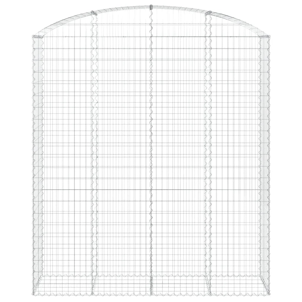 Cesto gabbione recinzione a gabbia muro di contenimento ad arco 200 x 50 x 220/240 cm ferro zincato argento 02_0040038