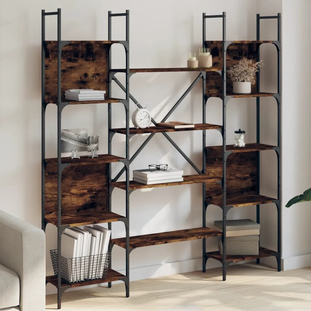 Libreria Rovere Fumo 155,5x24x166,5 cm in Legno Multistrato 838860