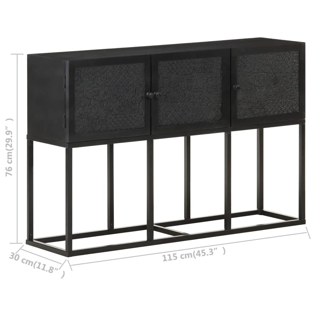 Buffet credenza cassettiera armadio mobile contenitore organizer per cucina soggiorno salotto 115 x 30 x 76 cm legno massello di mango nero 02_0029526