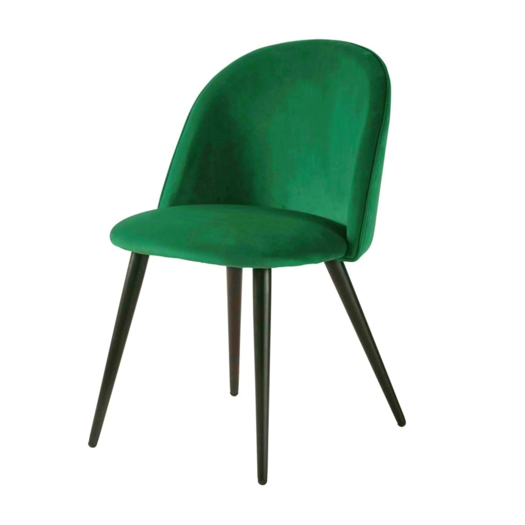 Set 4 Sedie Imbottite 49x52x79 cm in Velluto Verde e Nero