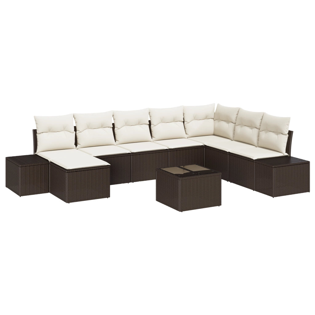 Set di divani da giardino 8 pezzi con cuscini grigi in polyrattan