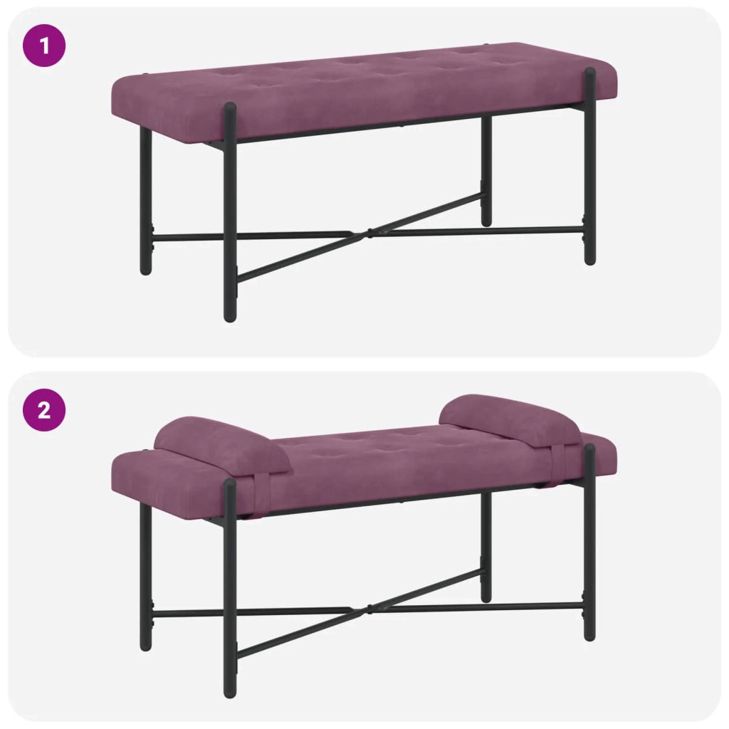 Panchina con bottoni e cuscini Viola 110 x 40 x 46 cm Velluto 42038398