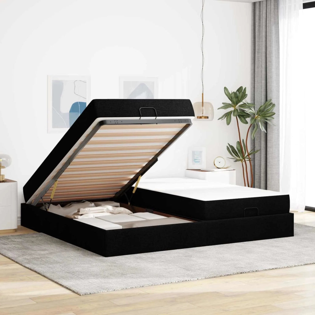 Struttura letto con materasso con materasso 2 pcs Nero Tessuto