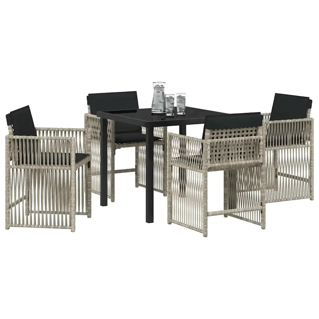 Set da Pranzo per Giardino 5 pcs Grigio chiaro polyrattan 3380789