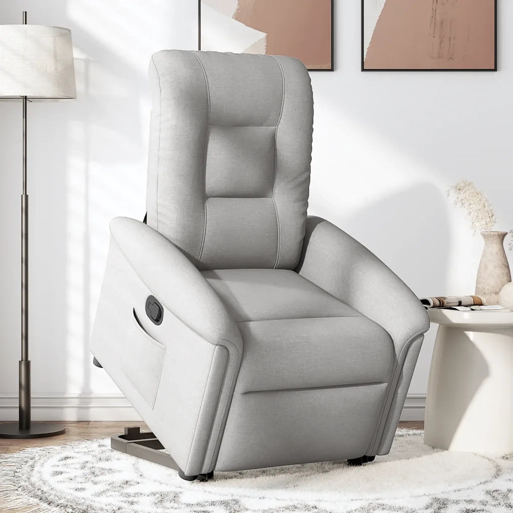 Poltrona | Sedia Relax Alzapersona Reclinabile Grigio Nuvola in Tessuto