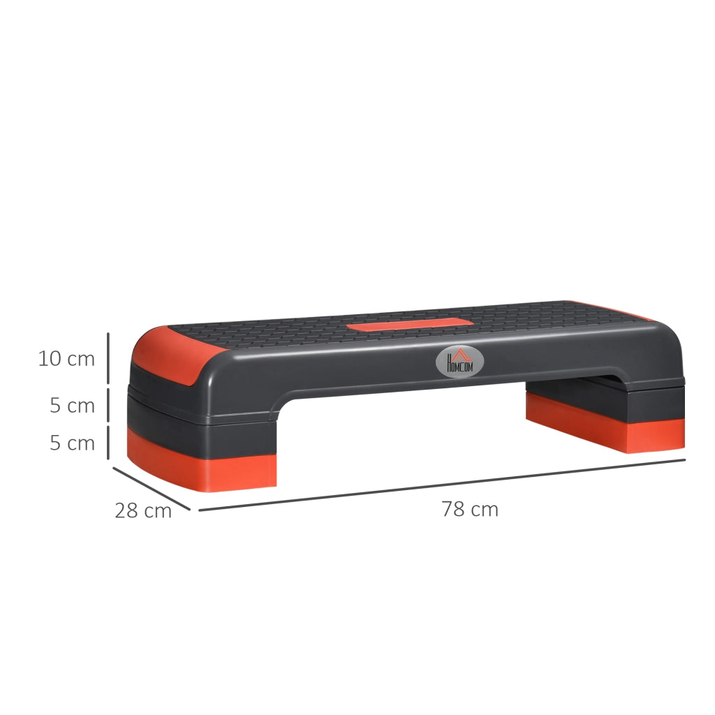 Stepper Fitness Aerobico Regolabile ¨C zephmum ¨C 78x28x20 cm Grigio e Rosso
