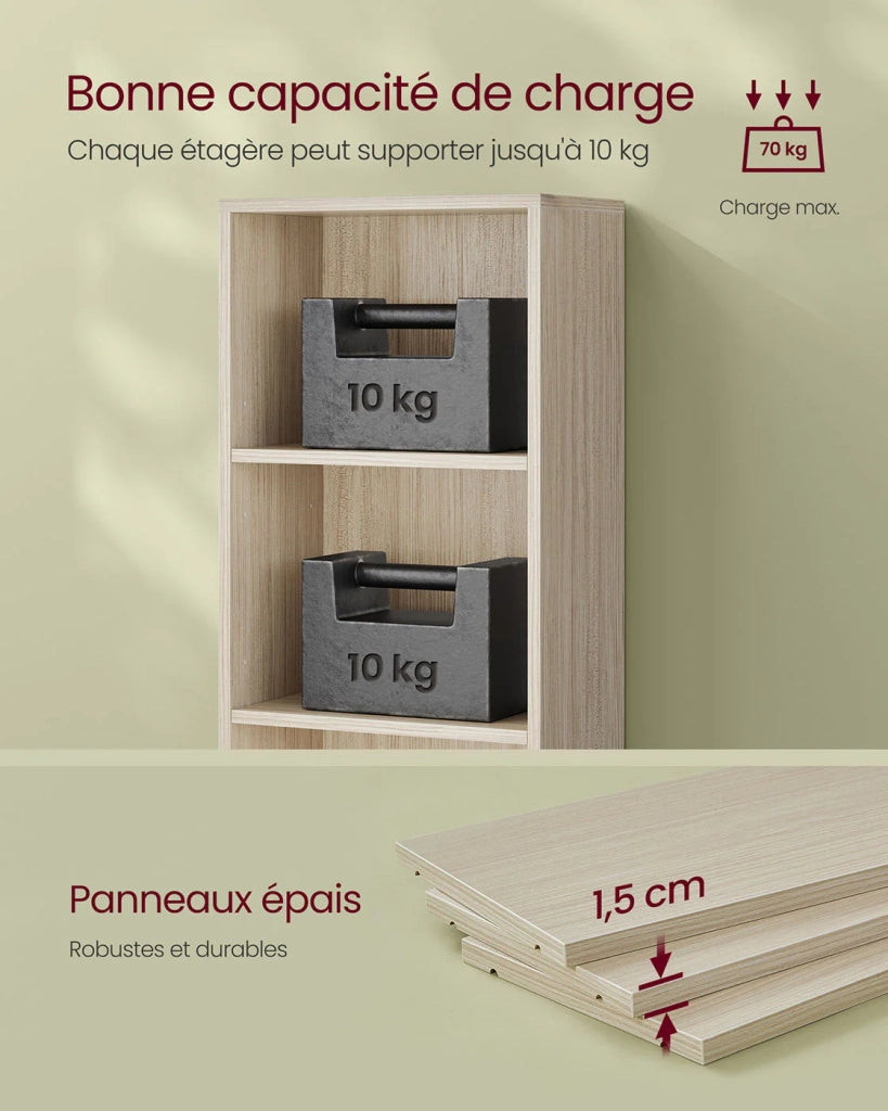 Libreria/mobile contenitore a 6 ripiani per soggiorno ufficio camera da letto stile scandinavo 40 x 24 x 1785 cm beige 12_0004252