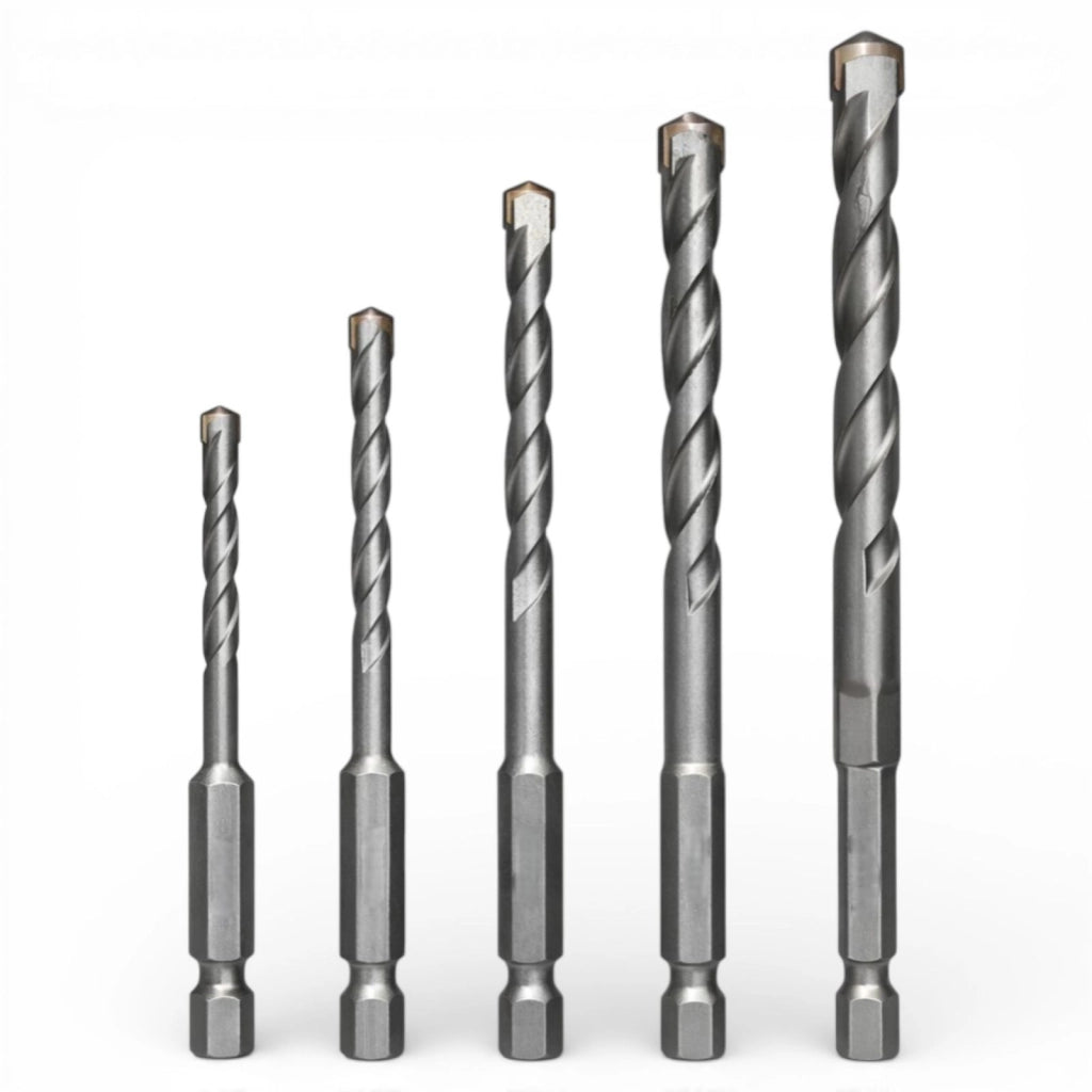 Set 5 Punte Trapano Muratura Attacco Esagonale 4 5 6 8 10 mm Cemento VHT02588