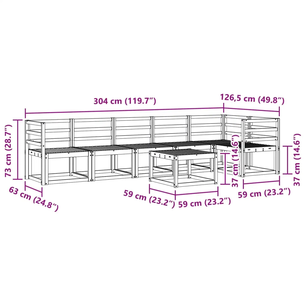 Set di divani da esterno 7 pcs Bianco Legno di Acacia Massello 3387718