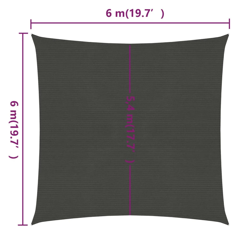 Vela ombreggiante 160 g/m² antracite 6 x 6 m HDPE 02_0008946