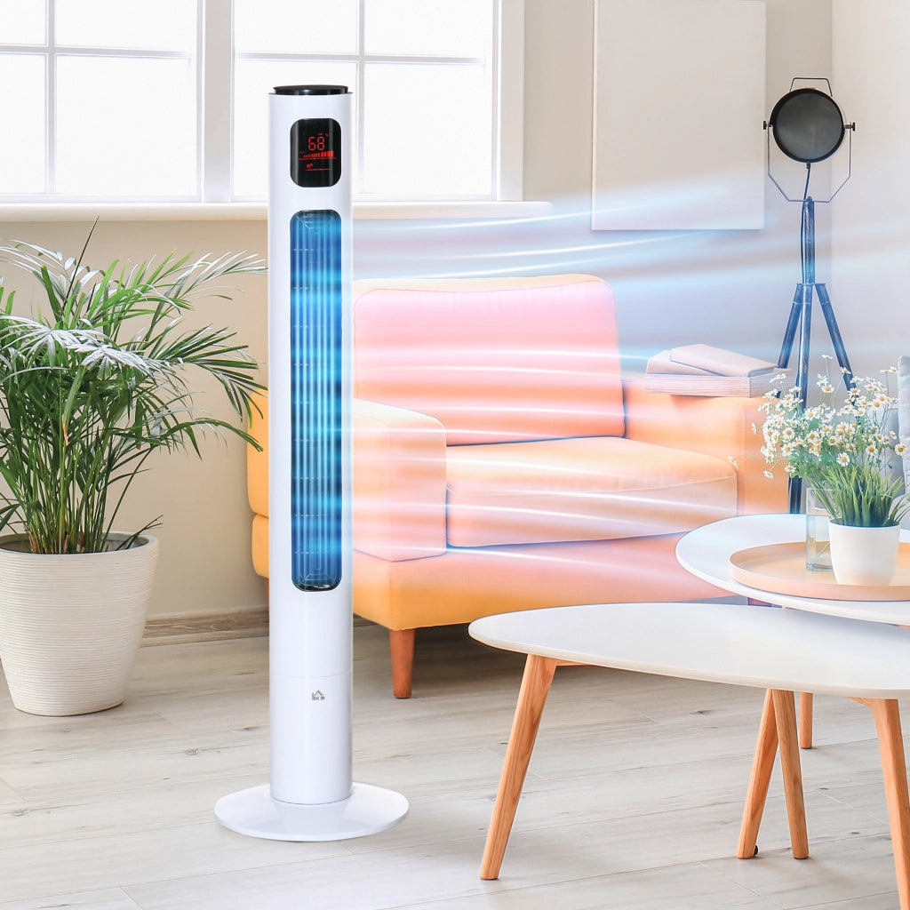 Ventilatore a colonna ¨C zephmum ¨C oscillante 70¡ã, timer 12h, telecomando, LED, 45W, bianco