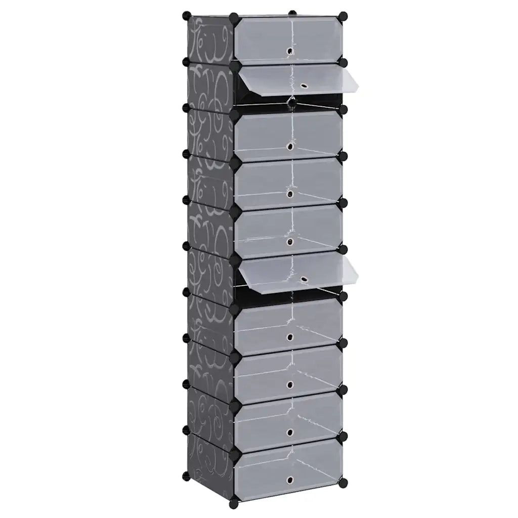 Scarpiera Modulare a 10 Scomparti-Scaffale per scarpe Nera