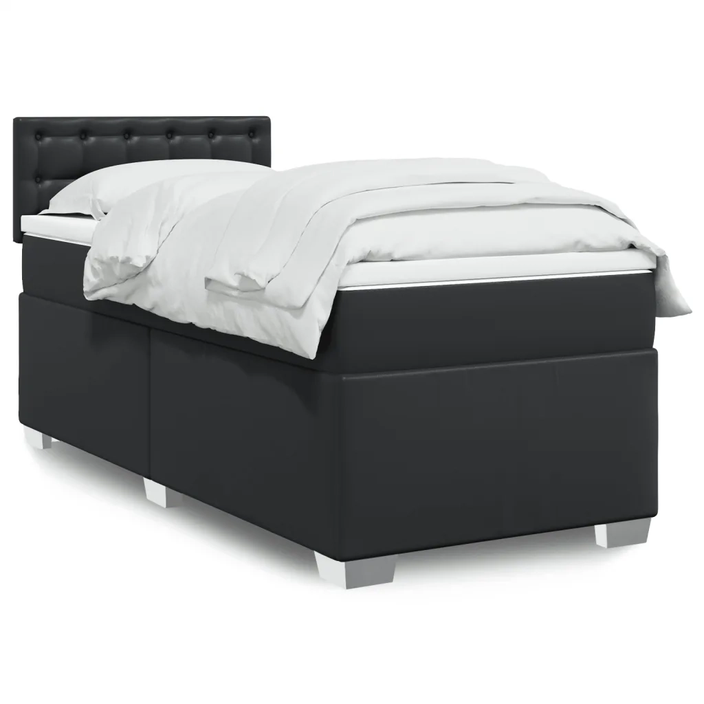 Giroletto a Molle con Materasso Nero 90x200 cm in Similpelle