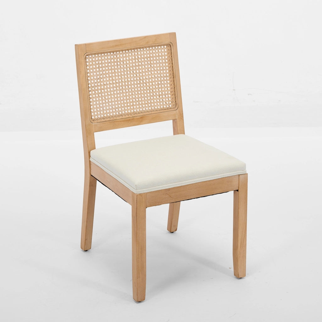 Sedie da Pranzo in Rattan e Legno ¨C Xylo ¨C Set 2 Pezzi, Seduta Imbottita, Beige