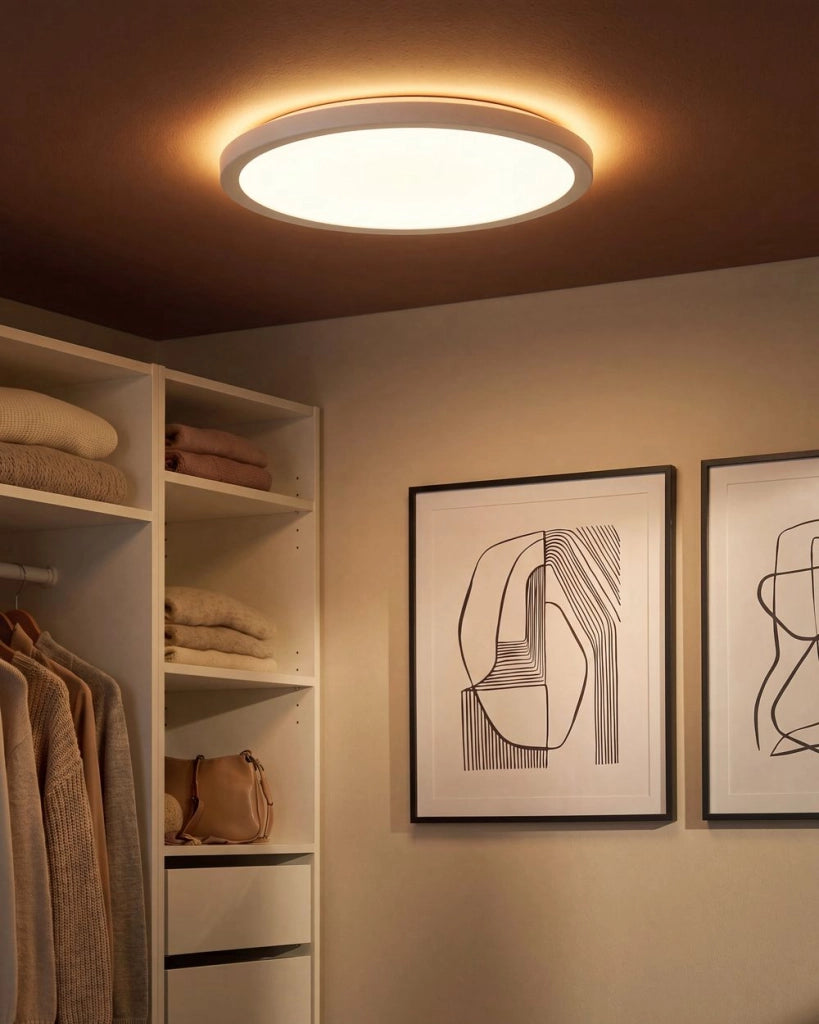 Plafoniera LED Bianca 42 cm Sintetica Rotonda Pannello Luminoso LED a Filo Soffitto con Telecomando