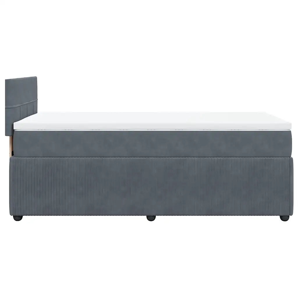 Giroletto a Molle con Materasso Grigio Scuro 90x190 cm Velluto