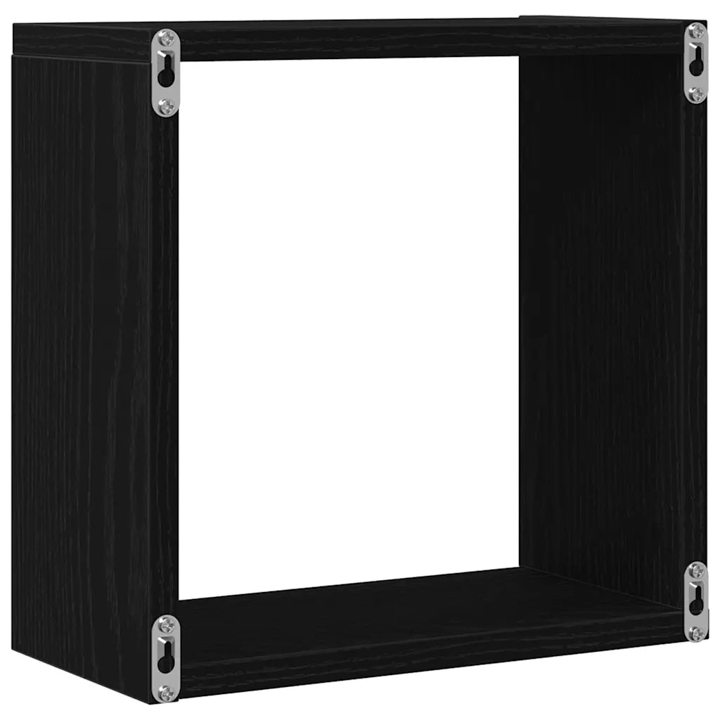Mensole Parete a Cubo 2 pz Rovere Nero 30x15x30 cm Truciolato 862055