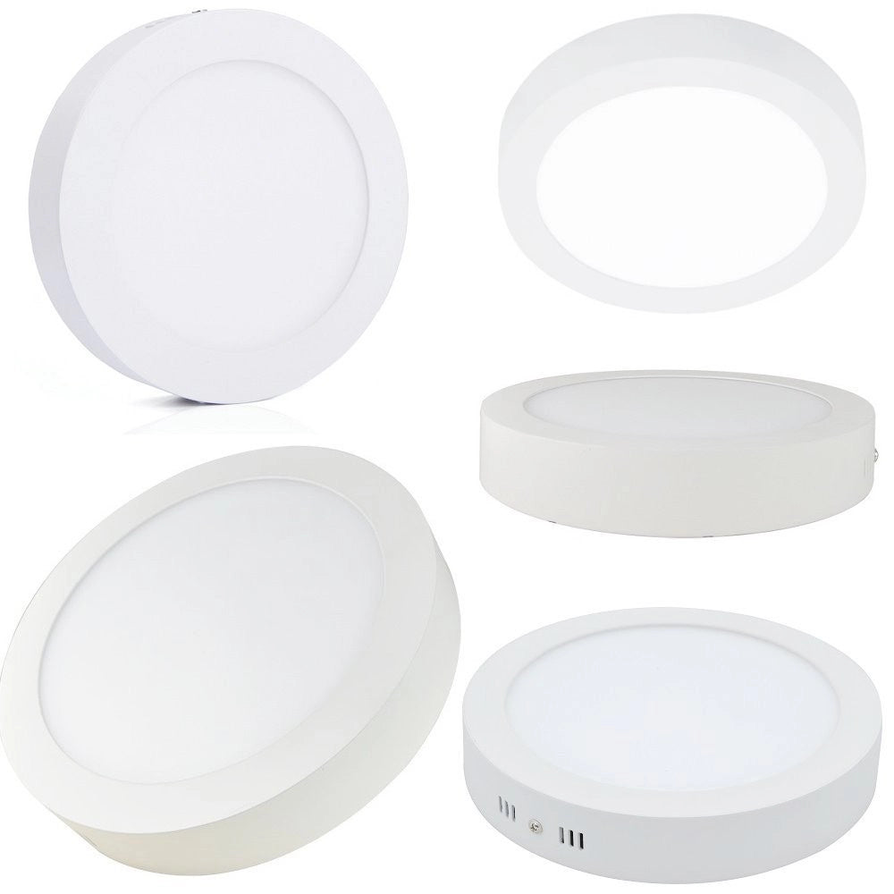 Trade Shop - Pannello Plafoniera Faretto Faro Tondo A Led 6-12-18-24 Watt Freddo Caldo - -bianco Freddo-18 Watt -tondo    -