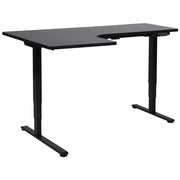 Scrivania elettrica regolabile ad angolo retto moderna a forma di L 160 x 59 cm Piano nero lato sinistro stile moderno