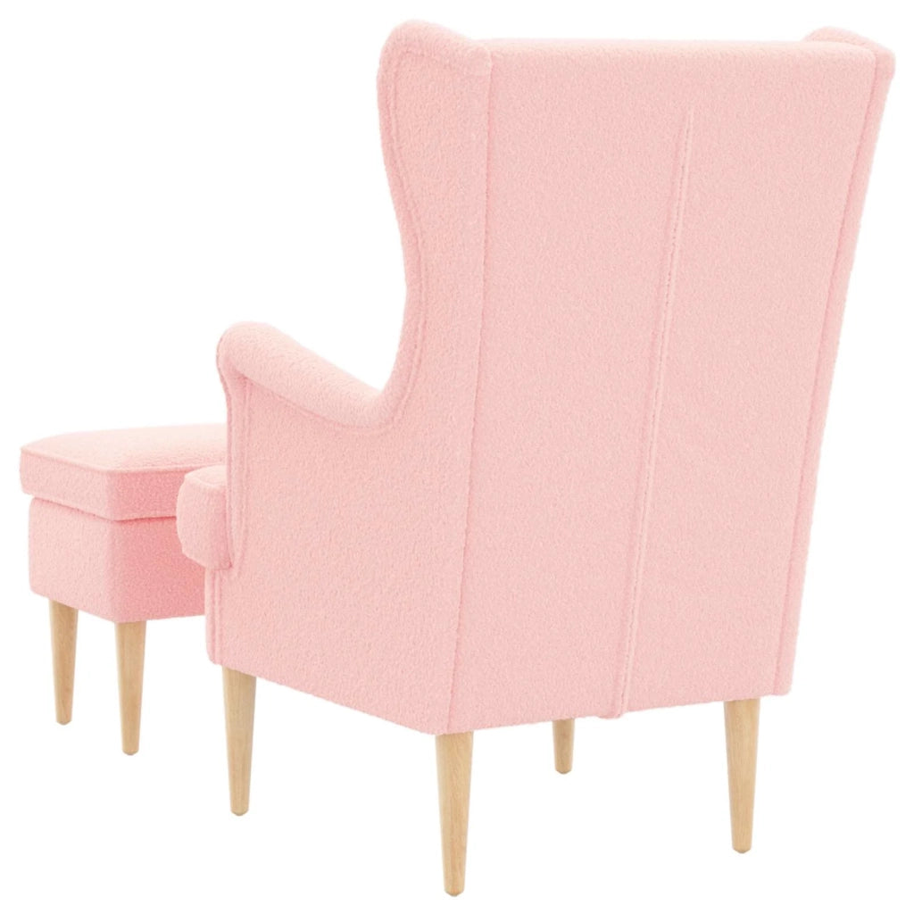 Poltrona con Ottomano 2 pz Rosa Bouclé 3418835